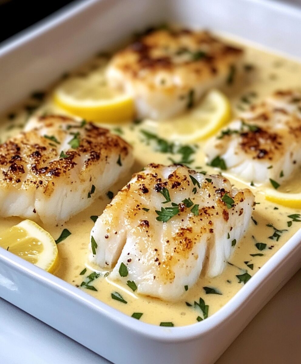 Baked Cod in Coconut Lemon Cream Sauce