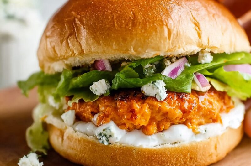 Buffalo Chicken Burgers with Whipped Feta